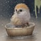 Lovely Young Bird Enjoying a Refreshing Bath, AI Generated