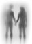 Lover couple together, hand in hand, body silhouette