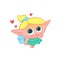 Lover elf fairy with wings. Cute blond girl sorceress in dress confesses of love vector fantastic character isolated