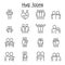 Lover, hug, friendship, relationship icon set in thin line style