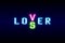 Lover or loser concept. Bright glowing neon words lover or loser on a dark background. Vector