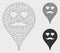 Lover Smiley Map Marker Vector Mesh Network Model and Triangle Mosaic Icon