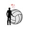 Lover Volleyball. Man and ball. love sport game. Lovers embrace.