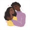 Lovers black african american man and woman hug. Happy family concept