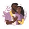 Lovers black african american man and woman hug. Happy family concept