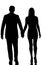 Lovers couple man woman walking hand in hand