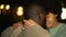 Lovers couple nuzzling, intimate date night city, sexual desire, seducing girl