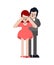 Lovers game closes your eyes from behind. Loving couple Boyfriend and Girl. Romantic relationship. Love illustration 2