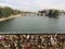 Lovers Locks on a bridge over river Seine, Paris