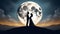 lovers on the mountain under a full moon
