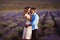 Lovers romantic dinner in a lavender field