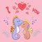 Lovers seahorses greeting card for Valentine\'s day