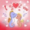 Lovers seahorses greeting card for Valentine\'s day