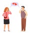 Lovers are talking on the phone. Online dating vector illustration. Distance love. Modern relationships
