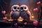 Lovey-dovey owls and close ducks create a romantic atmosphere