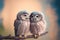 Lovey-dovey owls in love. Cute lovers two ducks close together. Generative AI