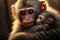 In loving arms, a monkey mother nurtures her precious little one