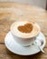 Loving coffee. Cup of fresh cappuccino with heart sign
