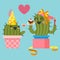 Loving couple of cactus at birthday party