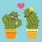 Loving couple of cactus taking a pictures