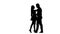 Loving couple is dancing Latin dances in the studio. Silhouette. White background