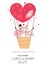 A loving couple of funny flamingos with red hearts air balloon. The concept of love. Wedding invitation. Valentine`s Day.