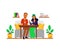 Loving couple having conversation in cafe, flat vector illustration isolated.