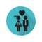 Loving couple with heart long shadow icon. Simple glyph, flat vector of arrow icons for ui and ux, website or mobile application
