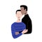 Loving couple hug each other vector illustration. Dating people. Support your partner and family. Valentine`s day concept. Woman