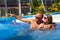 Loving couple in jacuzzi.