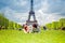 Loving couple near the Eiffel Tower in Paris