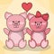 Loving couple pigs animal baby heart decoration