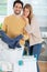 loving couple sorting laundry together