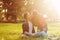 Loving couple of teenagers. Picnic