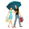 Loving couple under an umbrella
