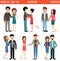 Loving couples. Men and women. Vector