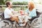 Loving disabled couple celebrating anniversary outdoors