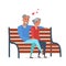 Loving elderly couple flat vector illustration isolated on white background