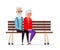 Loving elderly couple flat vector illustration isolated on white background