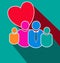 Loving family team group, stylized icon.