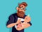 Loving Father Bottle Feeding Baby Vector Cartoon