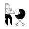 Loving father walking with stroller, vector illustration