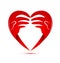 Loving hands, charity and support, abstract vector icon