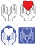 Loving hands and iconic heart graphic icon