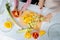 Loving mother and daughter cooking in the kitchen