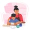 Loving Mother And Her Young Son Family Characters Share A Delightful Kitchen Moment, Their Laughter And Teamwork