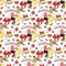 Loving rabbits, sweet cups, chocolate and heart seamless pattern. Valentine background. lovely cup texture. watercolor
