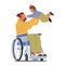 Loving Scene of Disabled Father In A Wheelchair Tossing, Sharing Smiles And Bonding With His Little Child
