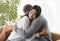Loving Spouses Hugging After Couple Therapy Sitting In Psychologist`s Office