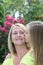 Loving teenager kissing her mother